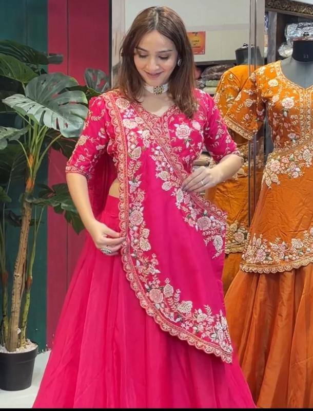 HB 191 Crunshi Pink Lehenga choli exporters in Surat